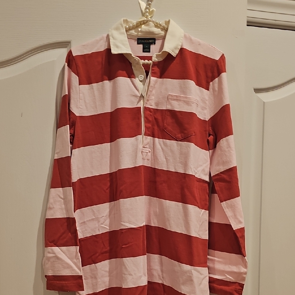 Tommy Hilfiger Red and White Striped Women's Shirtdress